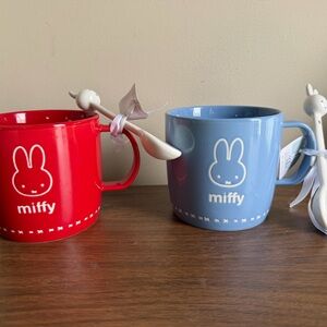 Miffy Red and Blue Mug Set with Spoons Magenta